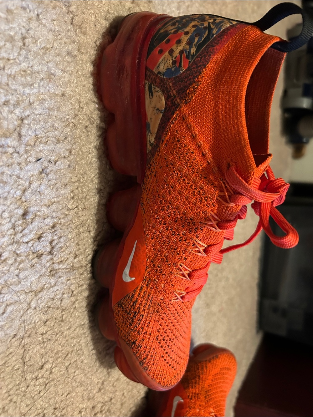 Nike Orange Flyknit VaporMax Style Running Shoes